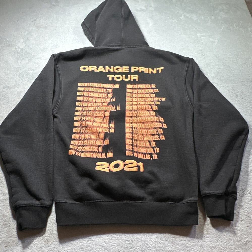 RARE Y2k 2000s Midnight Organic Larry June 2021 Tour Hoodie Small Orange Print